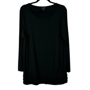 J. Jill Wearever Collection Long Sleeve Layered Hem Tunic Top Large Petite Black